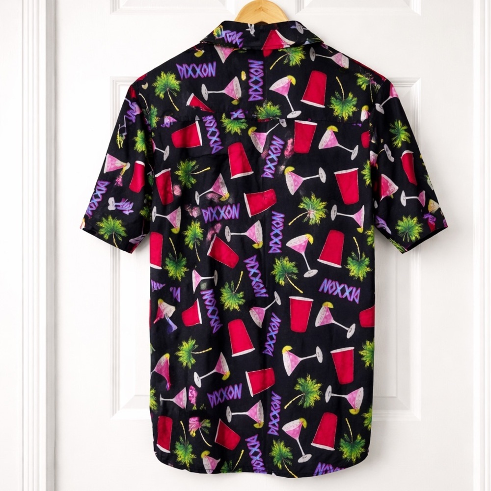 Dixon Dancun Party Wear Shirt Medium M Red Cup Palm Tree Gummy - Picture 3 of 11